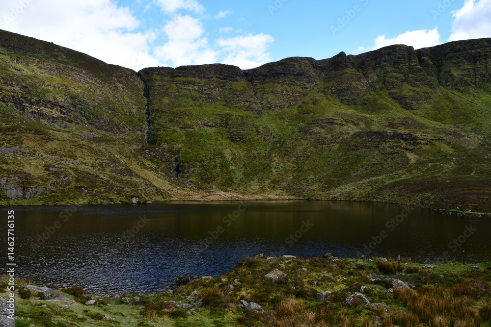 Fototapeta premium Lough Sgilloge, Comeragh Mountain, Nire Valley, Knockanaffrin, Co. Waterford, Ireland