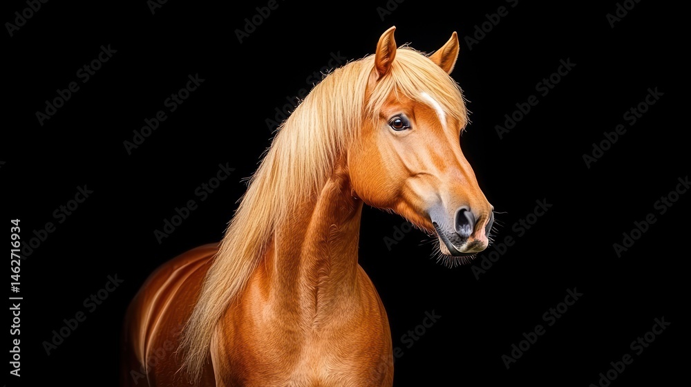 Obraz premium Golden palomino horse portrait dramatic studio shot