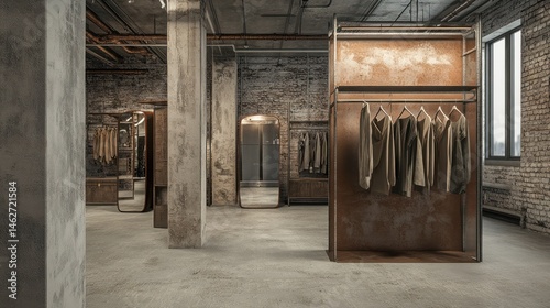 Industrial loft clothing store interior (1)