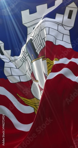 Flag of Belgrade, Serbia. Loop. 4K Vertical photo