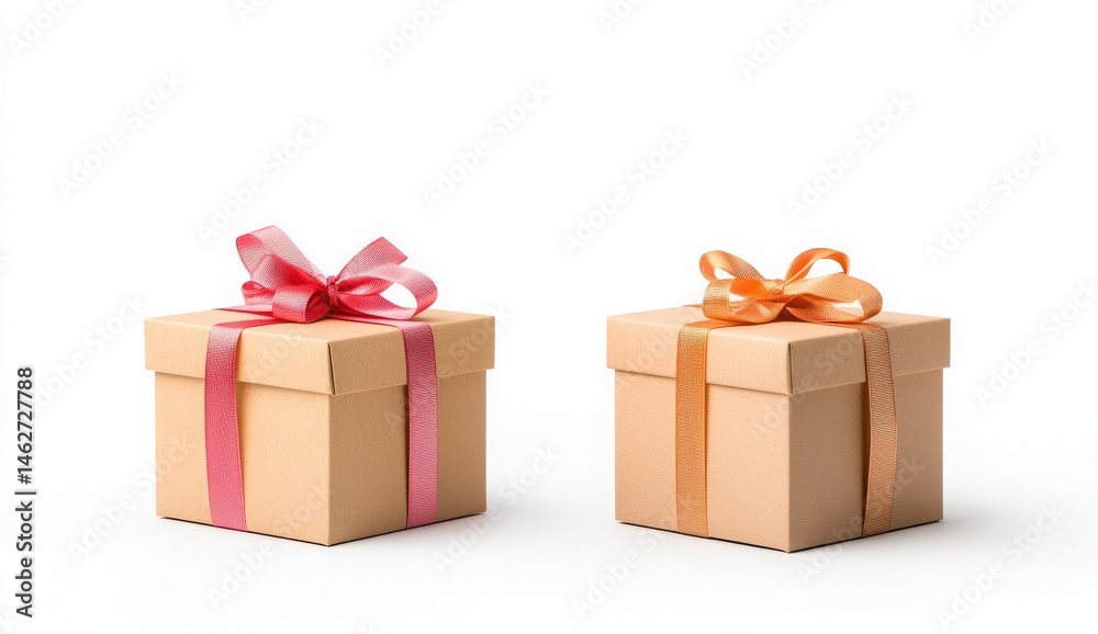 Obraz premium Colorful gift boxes with elegant ribbons for celebrations and special occasions on a minimalist white background