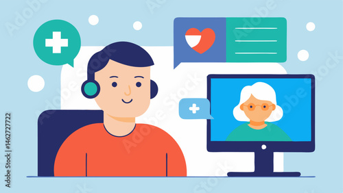 Healthy Living Discussion A person with a cognitive disability interacting with a healthcare provider using simplified visual aids during a telehealth session to discuss lifestyle