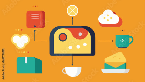 Infographic Style Illustration This illustration presents an infographic layout that breaks down the toastmaking process into visual sections. Each section contains fun icons such