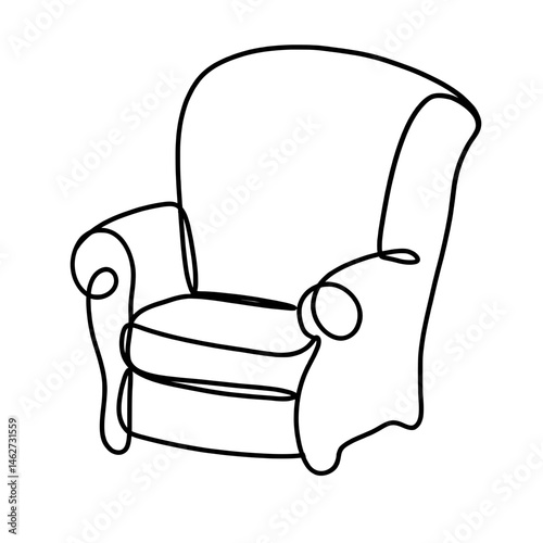 Armchair one continuous line art drawing 