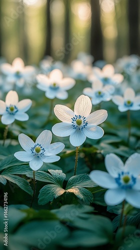 Wallpaper Mural Delicate white flowers in a sunlit forest Torontodigital.ca