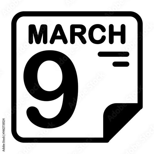 9 March Calendar Icon
