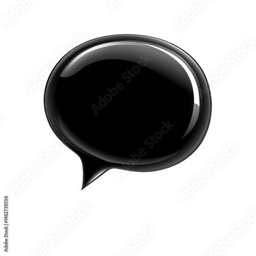 Blank black speech bubble illustration, perfect for modern communication, presentations, and creative media designs on transparent or white background.