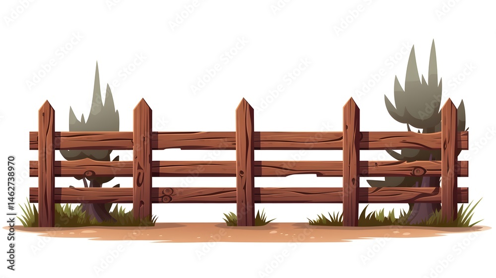 Obraz premium Detailed flat vector illustration of rustic wooden fences on white background for design inspiration and creativity