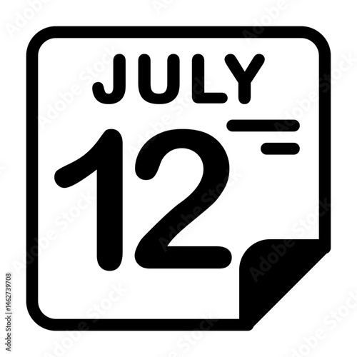 12 July Calendar Icon