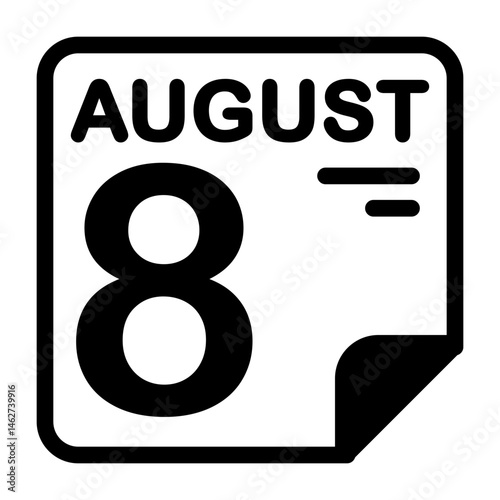 8 August Calendar Icon