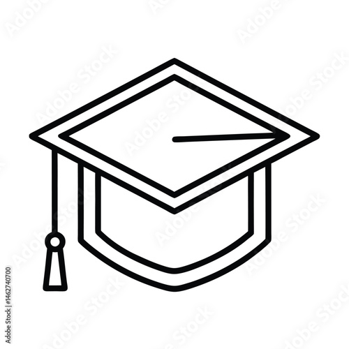 graduation cap icon symbolizing education line art vector silhouette