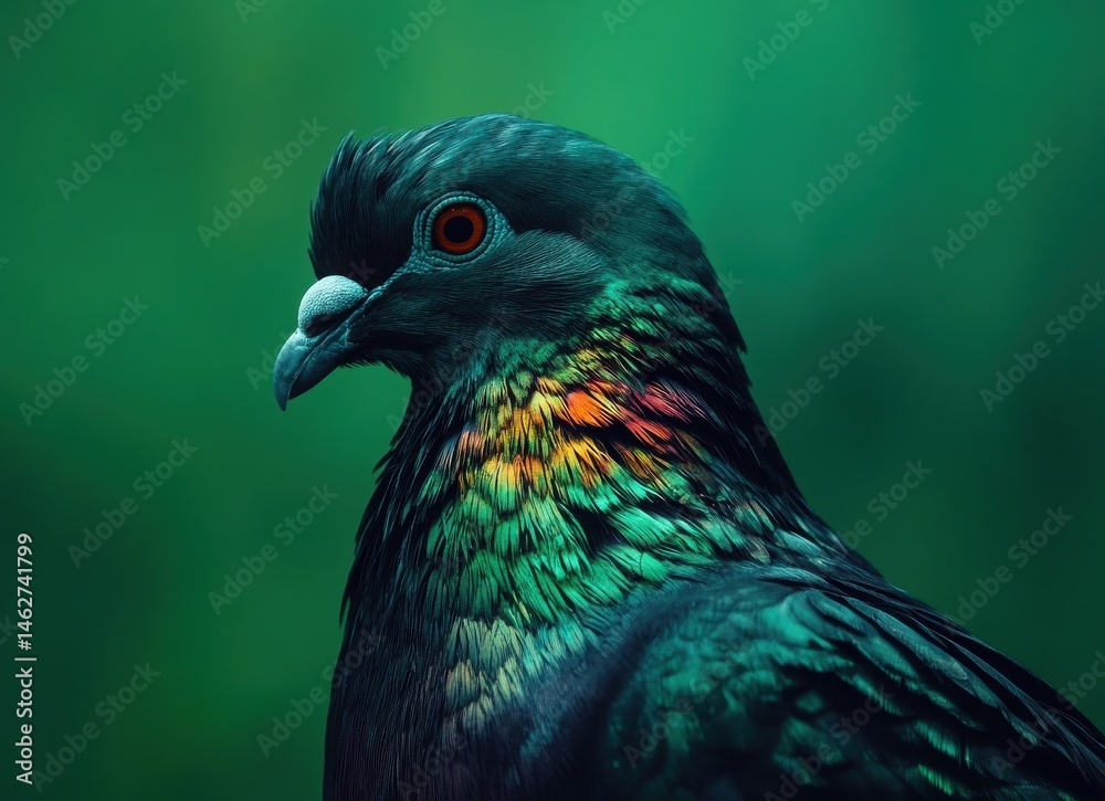 Obraz premium close-up of pigeon against green background