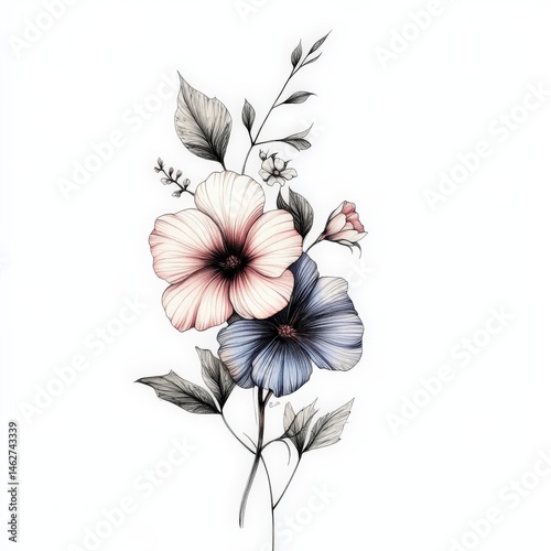 flower, floral, vector, nature, pattern, illustration, flowers, plant, leaf, design, spring, decoration, pink, bouquet, summer, art, blossom, card, beauty, flora, garden, element, frame, wallpaper