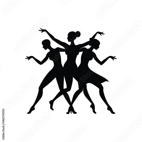silhouettes of dancing girls