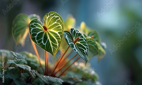 Vibrant green laceleaf cluster basks in gentle light