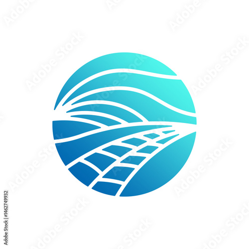 Modern Winding Road Landscape Circle Vector