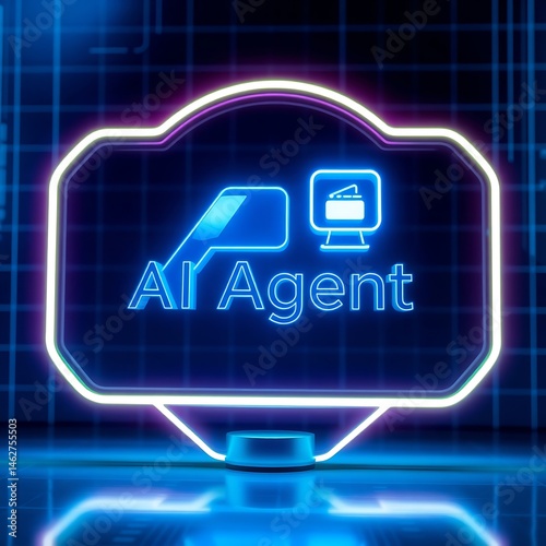 The words AI Agent on a futuristic background symbolizing future agentic autonomy and automation using a chatbot assistant for copilot support through 