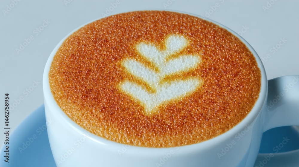 Cappuccino coffee with a decorative pattern in the form of a heart.