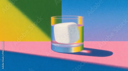 Obraz na płótnie close-up of a glass of water with melting ice cube and copy space. w salonie