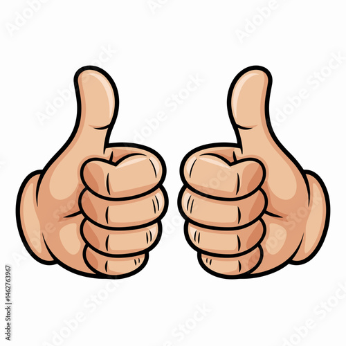 Double Thumbs Up Cartoon Hands Illustration