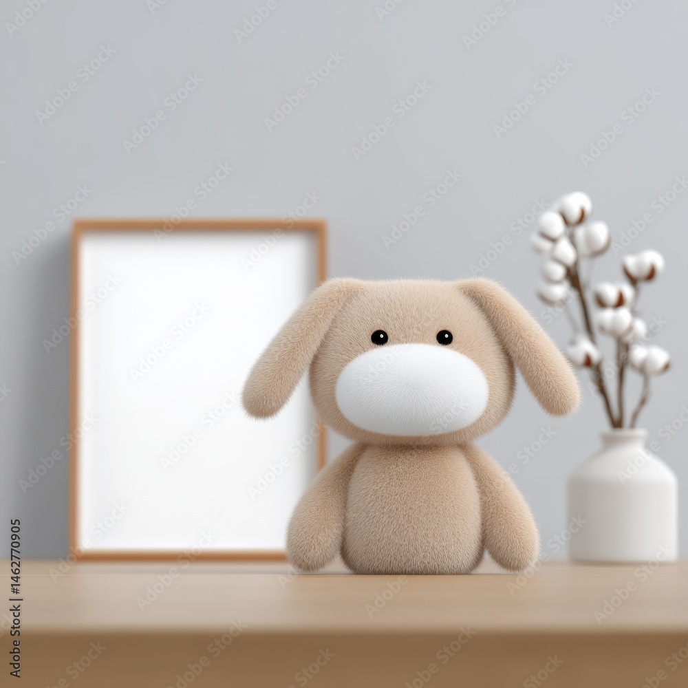 A closeup of a blank space for a children’s related image or text in a frame on the wall in a kids room.