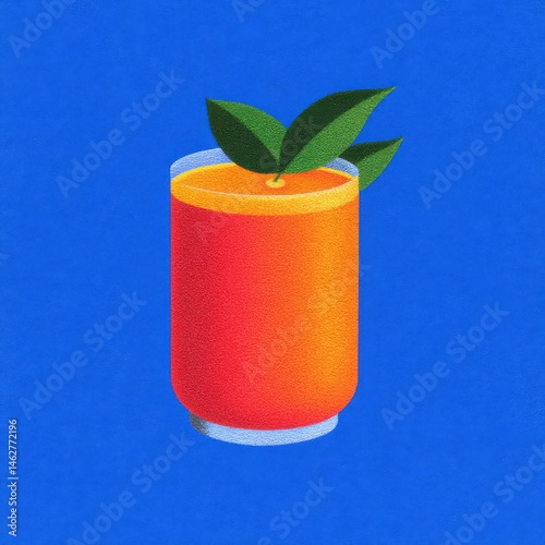 Obraz na płótnie Orange juice in a glass with a slice of orange and a sprig of mint. w salonie
