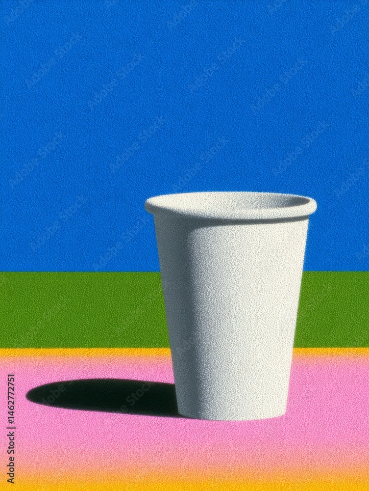 Reusable coffee cup with plants and space for text.