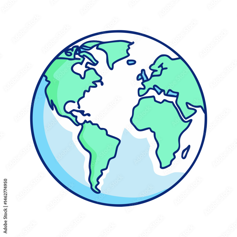 Obraz premium Globe earth world map geography continents countries travel international global planet earth