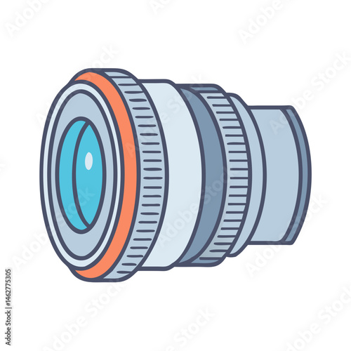 Isolated camera lens illustration for photography equipment and optical zoom technology design