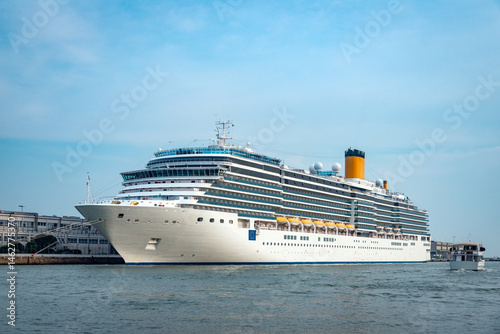 Cruise ship docked in Venice in summer