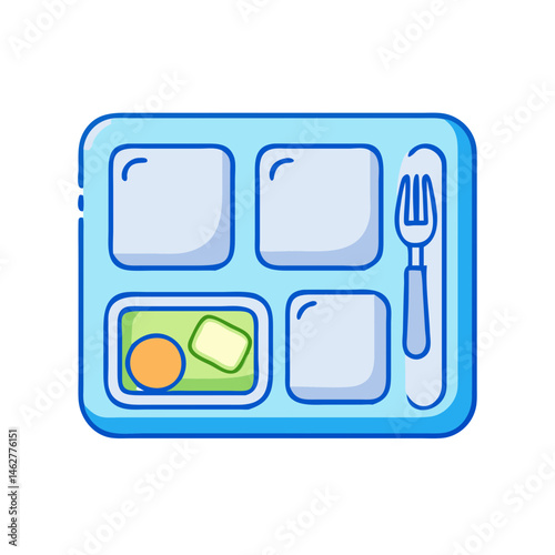 Illustration of a food tray with compartments for meal planning and portion control diet plan