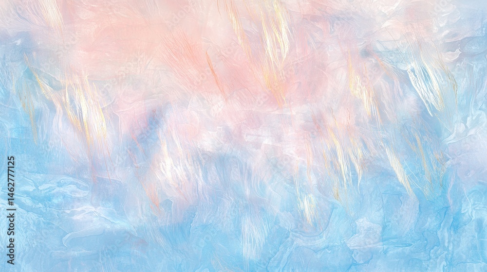 Obraz premium Gentle hues of pink and blue merge to create a calming sky, evoking peace and serenity as the day transitions to evening. The subtle tones invite reflection and relaxation