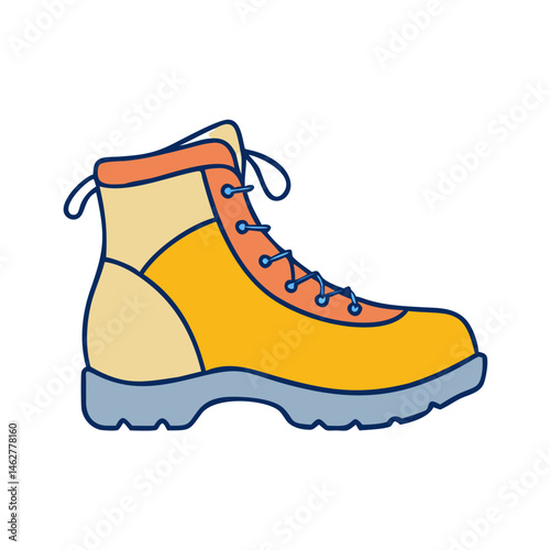 Illustration of hiking boot footwear shoe hiking outdoor adventure equipment trail climb trek boot