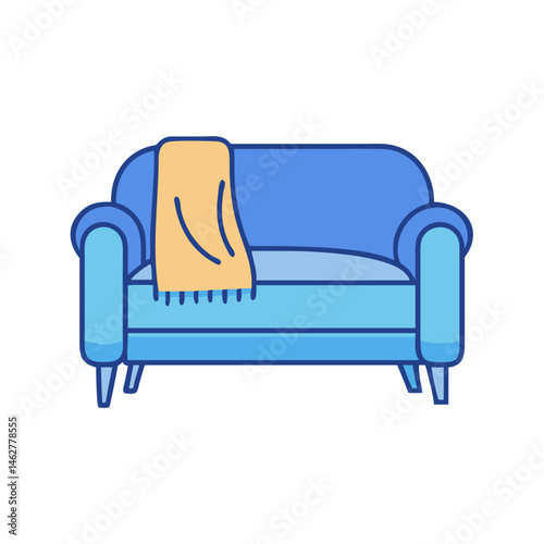Blue couch sofa furniture home decor interior design blanket throw pillow comfort relax lounge