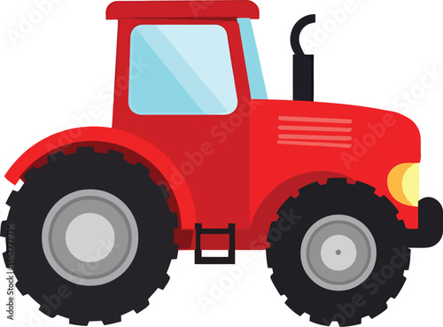 Detailed Red Farm Tractor Vector