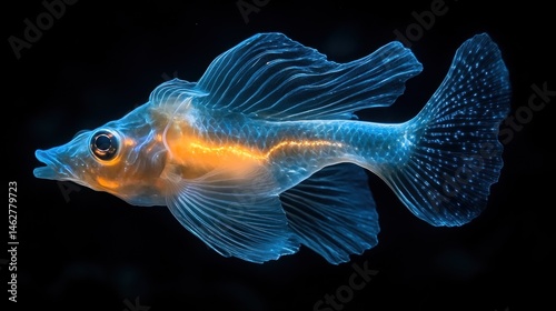 Wallpaper Mural Bioluminescent fish swims in dark water Torontodigital.ca