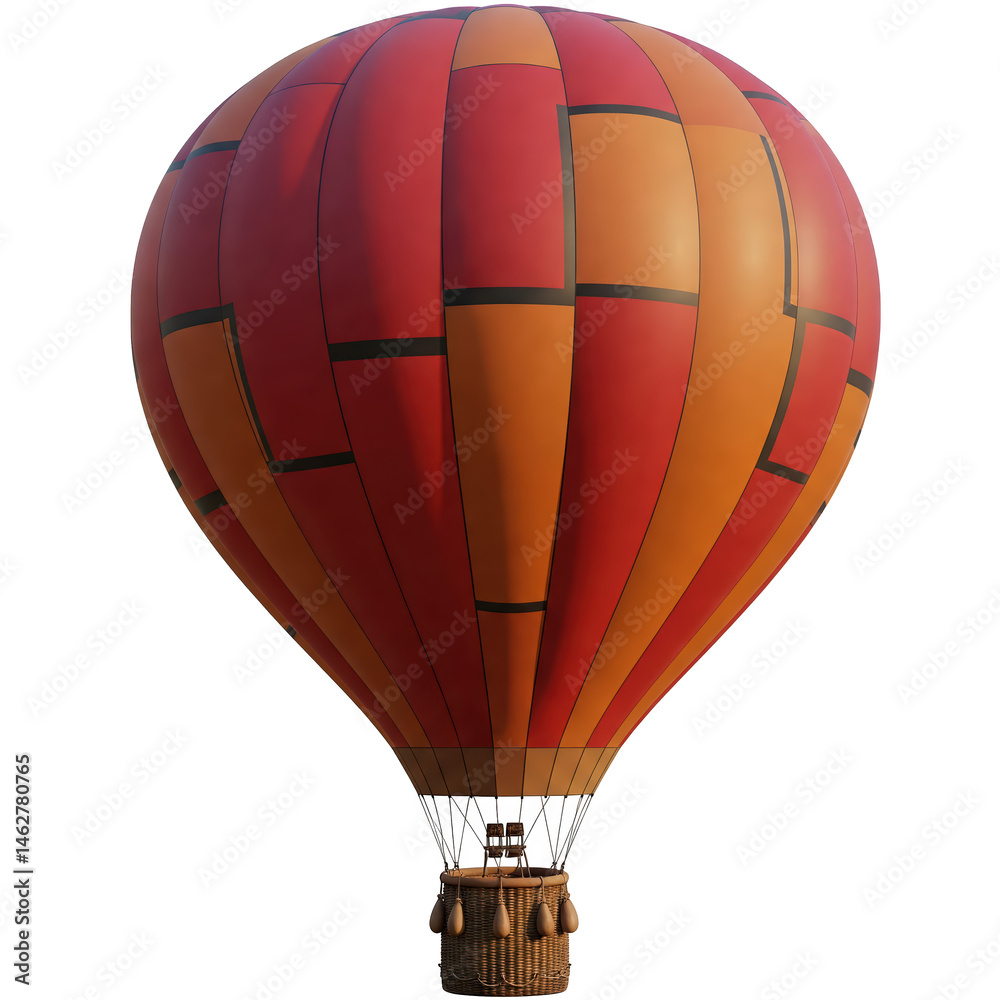 Obraz premium Transparent Background Hot Air Balloon Design Featuring a Bold Abstract Composition with Large Color Fields in Red, Orange, and Ochre.