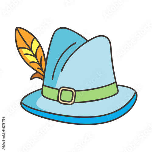 Explore bavarian hat with feather illustration for oktoberfest celebrations and cultural events