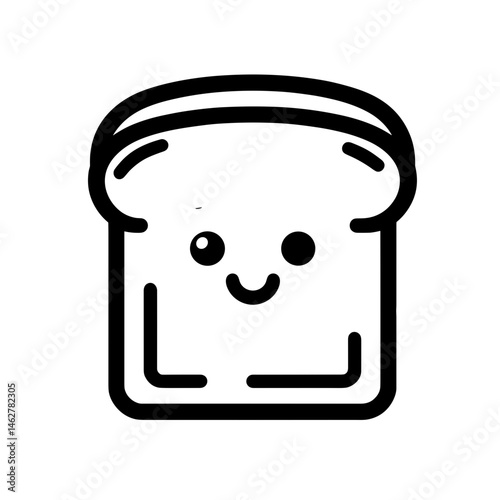 Smiling cartoon bread loaf character on a white background  