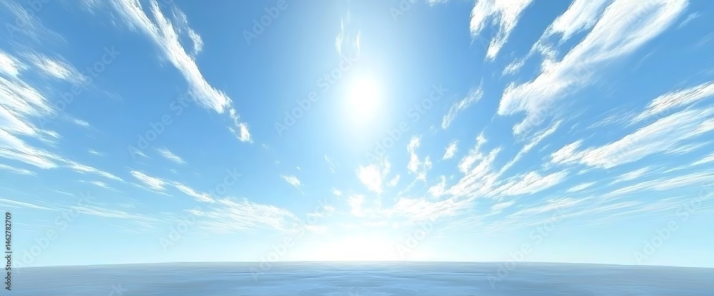 Vast, cloud-filled sky over serene water Vast, cloud-filled sky over serene water