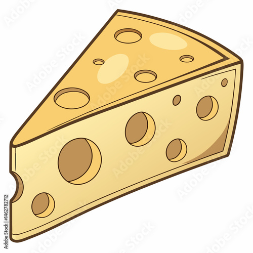 3D cheese wedge icon with shiny surface and realistic holes