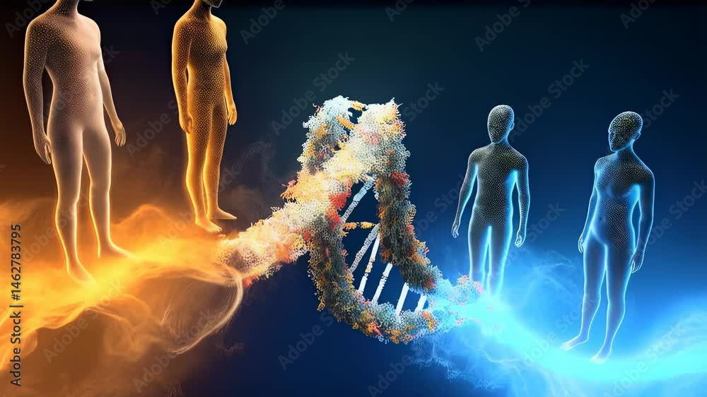 Human Connection DNA Bridge Abstract Visualization