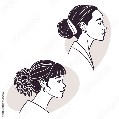 Hair Types in Minimalist Icons