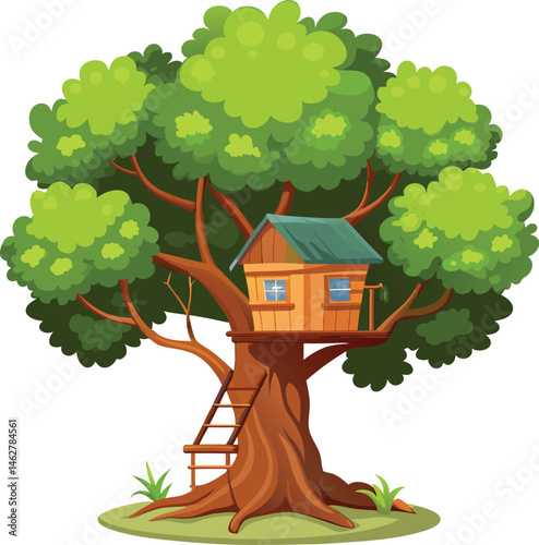Tree with a treehouse