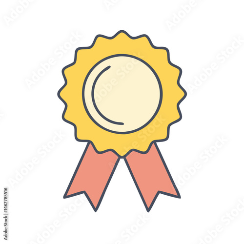 Illustrative graphic of a yellow award badge ribbon achievement emblem success vector symbol design