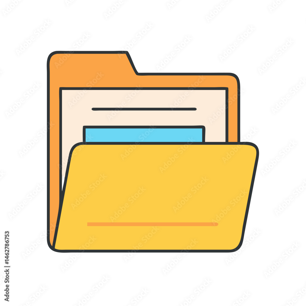 Download yellow file folder icon vector illustration for data storage and management concept design Download yellow file folder icon vector illustration for data storage and management concept design