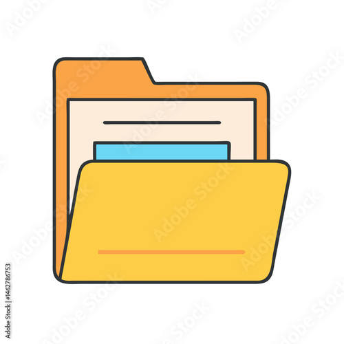 Download yellow file folder icon vector illustration for data storage and management concept design