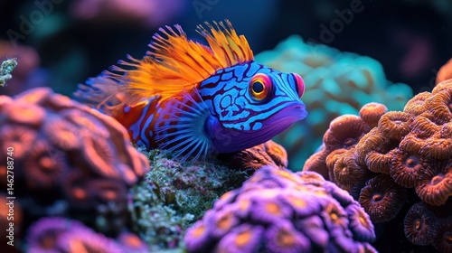 Colorful Mandarin Fish in Vibrant Coral Reef photo