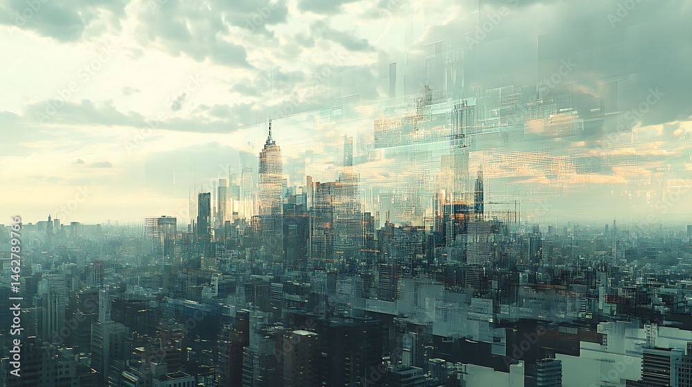 Obraz premium Futuristic cityscape aerial view