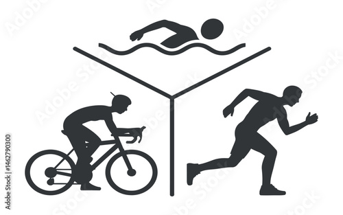 Triathlon Icon Graphic Illustration Swimming Cycling Running